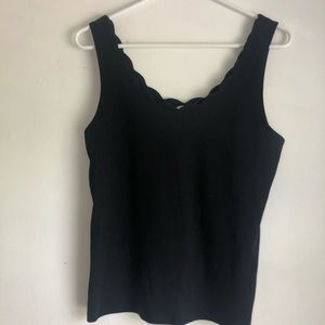 NWT J Crew Black Scalloped Tank